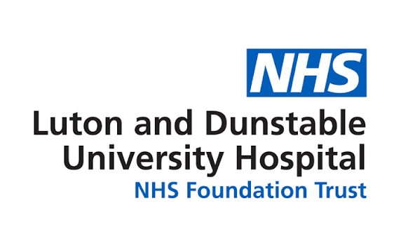 NHS logo with "Luton and Dunstable University Hospital" and "NHS Foundation Trust" text.