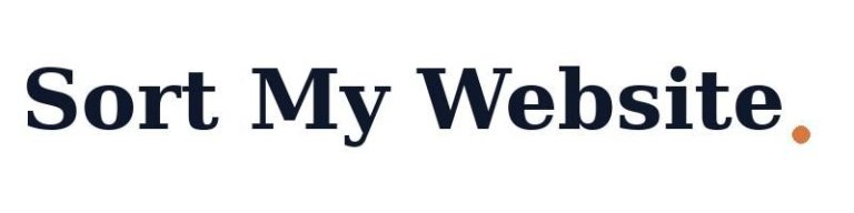 Text "Sort My Website" in a stylish font with a dot at the end.